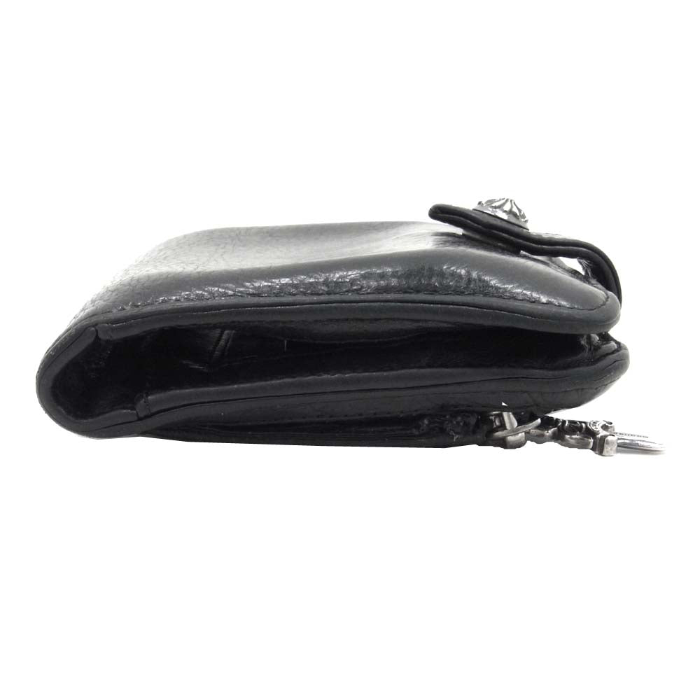 CHROME HEARTS クロムハーツ（原本無） SQ BTN BILL スクエア ボタン ビル レザー ウォレット ブラック系【中古】