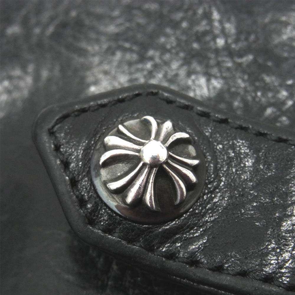CHROME HEARTS クロムハーツ（原本無） SQ BTN BILL スクエア ボタン ビル レザー ウォレット ブラック系【中古】