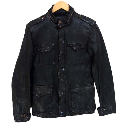 イサムカタヤマバックラッシュ 964-04 製品染め M65 カウハイド レザー フィールドジャケット ブラック系 M【中古】