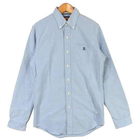 RALPH LAUREN ラルフローレン 国内正規品 RUGBY ラグビー R刺繍 オックスフォード ボタンダウン シャツ ライトブルー系 XS【中古】