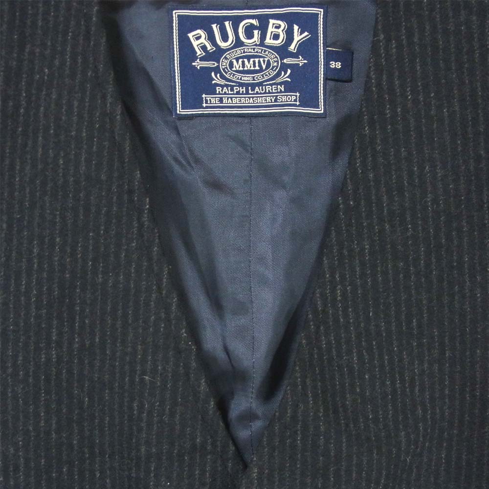 RALPH LAUREN ラルフローレン 国内正規品 RUGBY ラグビー カシミヤ混 ストライプ ジレ ベスト ダークネイビー系 38【美品】【中古】