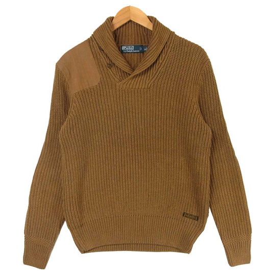 POLO RALPH LAUREN ポロ・ラルフローレン 国内正規品 エルボーパッチ ショールカラー ニット ブラウン系 S【中古】