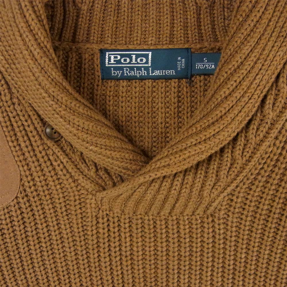 POLO RALPH LAUREN ポロ・ラルフローレン 国内正規品 エルボーパッチ ショールカラー ニット ブラウン系 S【中古】