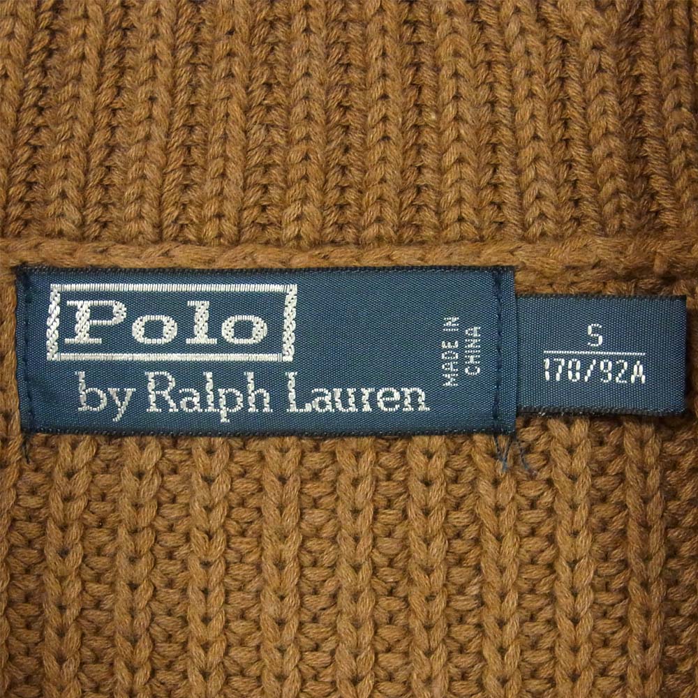 POLO RALPH LAUREN ポロ・ラルフローレン 国内正規品 エルボーパッチ ショールカラー ニット ブラウン系 S【中古】