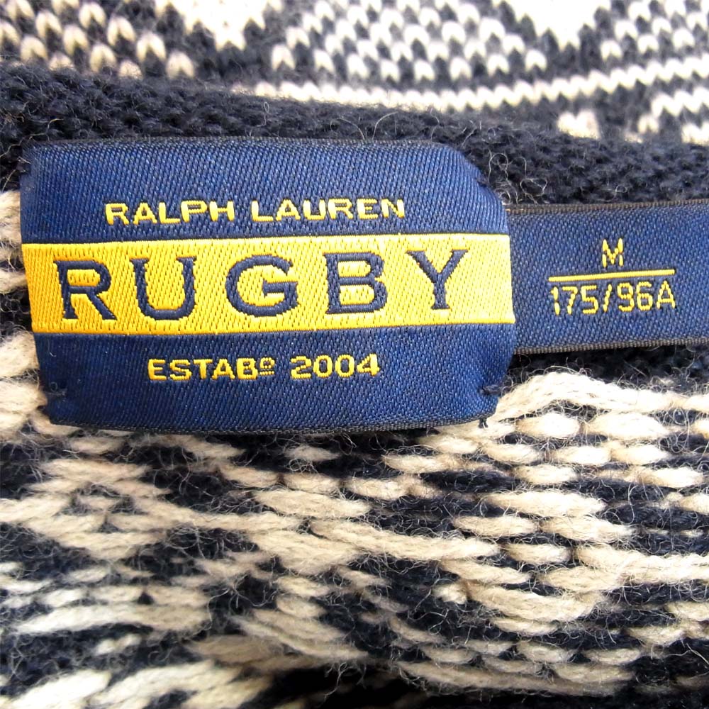 RALPH LAUREN ラルフローレン RUGBY ラグビー 国内正規品 ノルディック柄 ロールネック ニット 紺×白 M【美品】【中古】