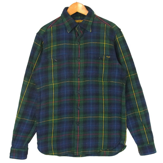 RALPH LAUREN ラルフローレン 国内正規品 RUGBY ラグビー チェック  ネルシャツ コットン グリーン系 XS【中古】