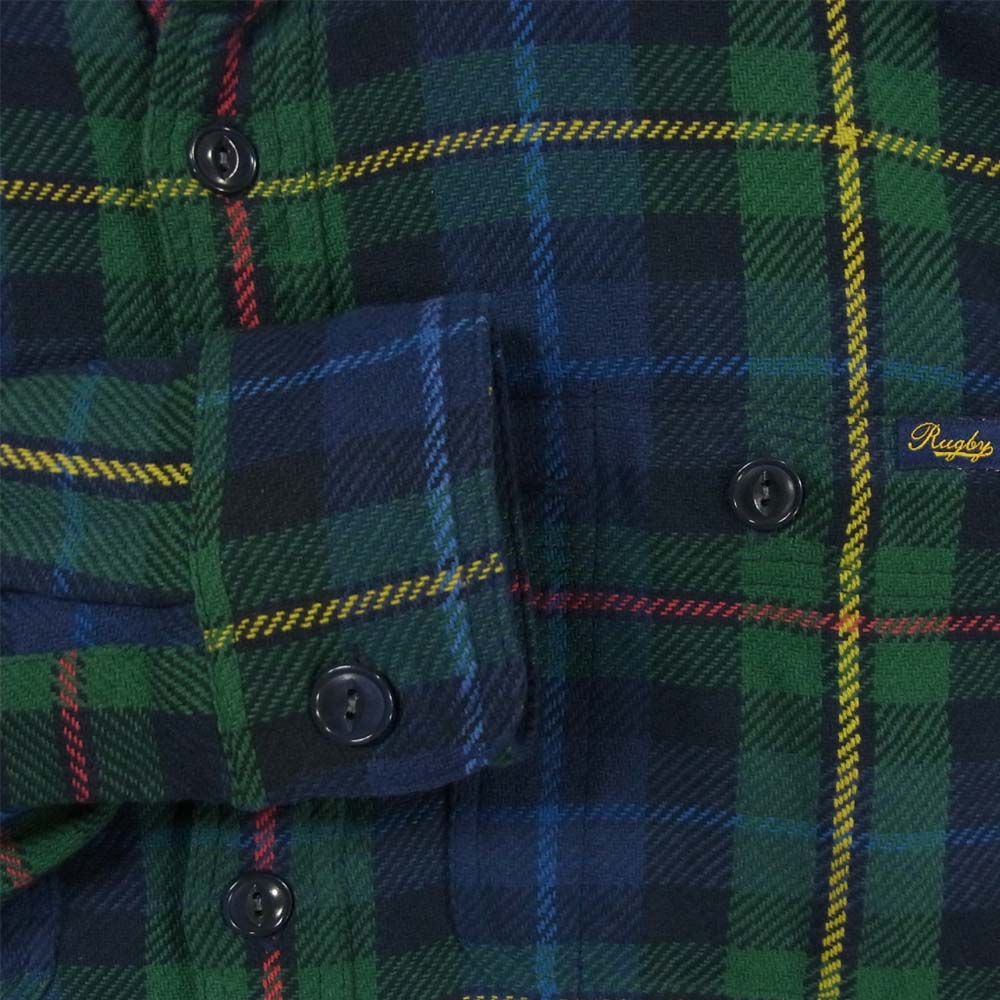 RALPH LAUREN ラルフローレン 国内正規品 RUGBY ラグビー チェック  ネルシャツ コットン グリーン系 XS【中古】