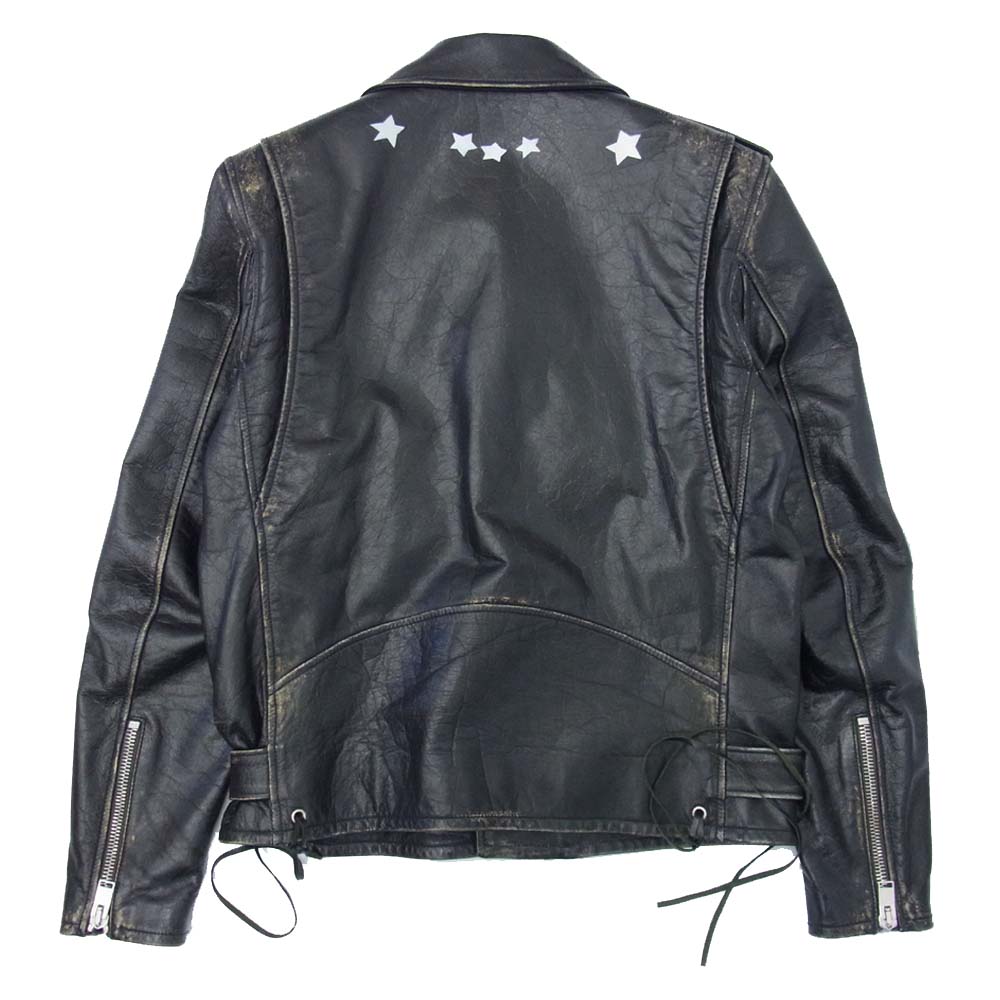 SAINT LAURENT サンローラン 455923 Y5QD1 国内正規品 L17 ヴィンテージ加工 ダブル ライダース ジャケット ブラック系 50【中古】