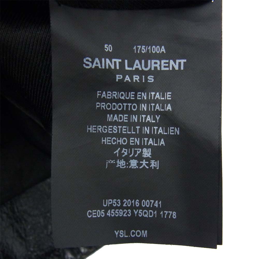 SAINT LAURENT サンローラン 455923 Y5QD1 国内正規品 L17 ヴィンテージ加工 ダブル ライダース ジャケット ブラック系 50【中古】