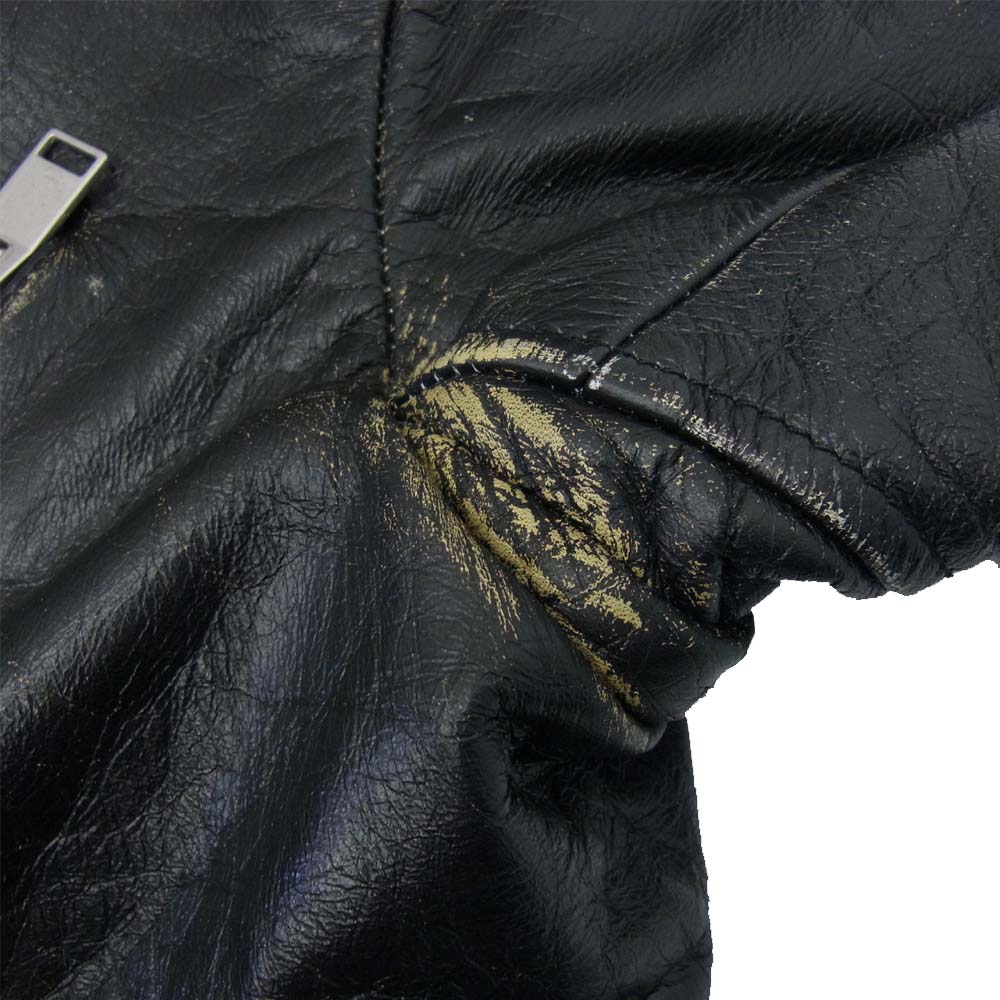 SAINT LAURENT サンローラン 455923 Y5QD1 国内正規品 L17 ヴィンテージ加工 ダブル ライダース ジャケット ブラック系 50【中古】
