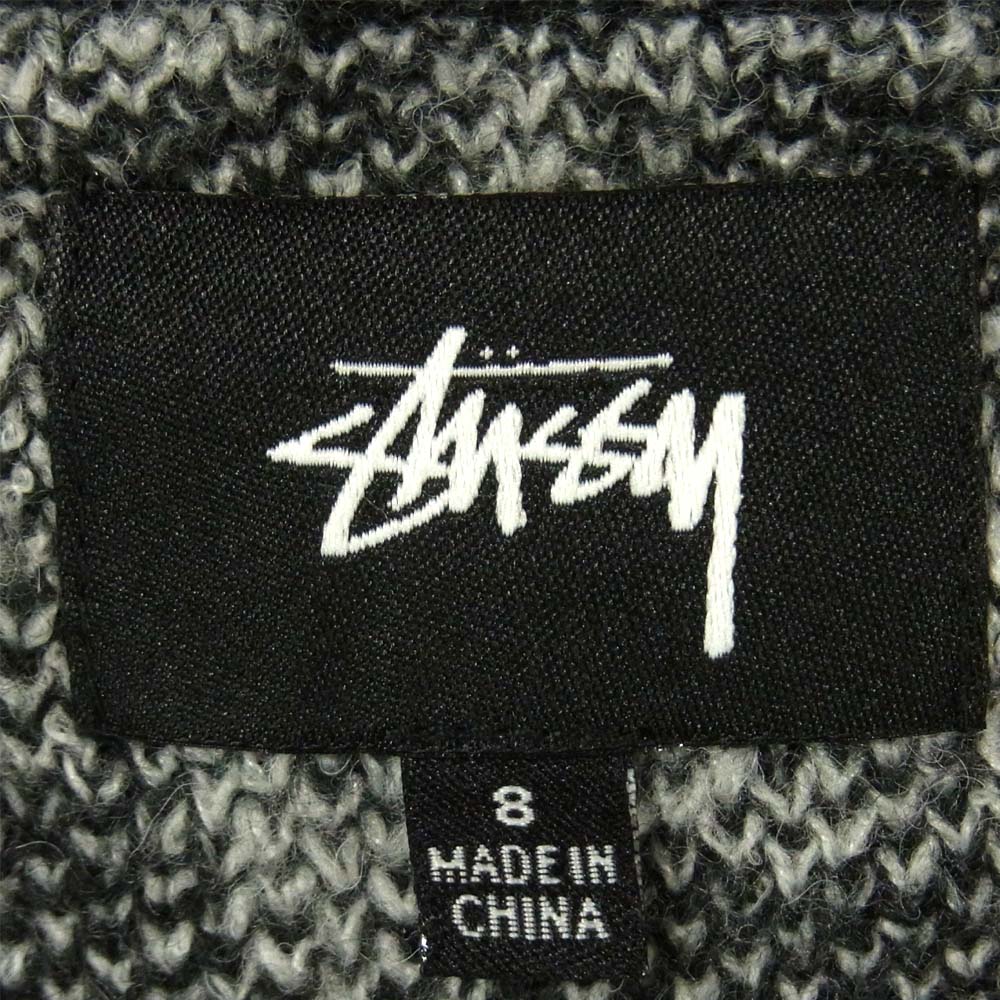 STUSSY ステューシー レオパード クルーネック アクリル ニット 中国製 グレー系 8【中古】