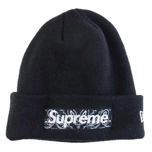 Supreme シュプリーム 19AW xNEW ERA ニューエラ Bandana Box Logo Beanie バンダナ ボックスロゴ ニットキャップ ブラック系【中古】