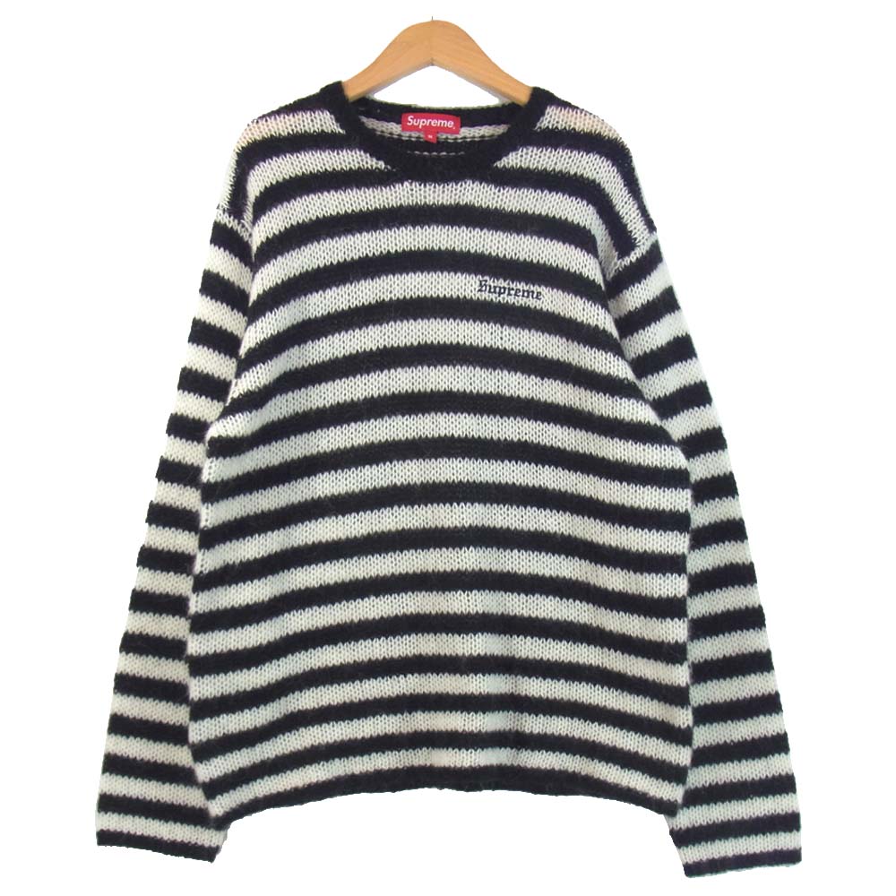Supreme シュプリーム 19AW Stripe Mohair Sweater ストライプ モヘア セーター 黒×白【極上美品】【中古】
