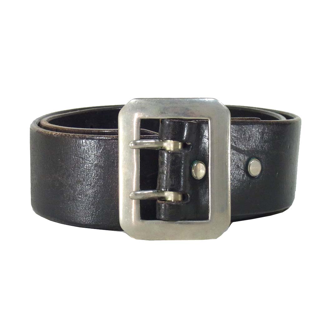 The REAL McCOY'S ザリアルマッコイズ 旧マッコイ 英国製 ダブルピン レザー ベルト ダークブラウン系 28【中古】