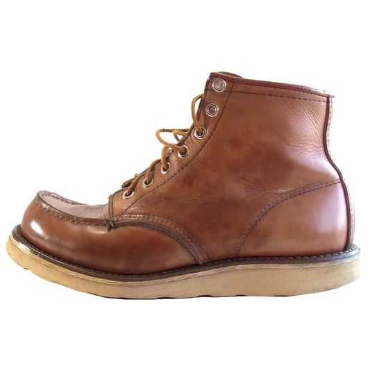 RED WING レッドウィング 875 白四角犬タグ モックトゥ ブーツ ブラウン系 7E【中古】