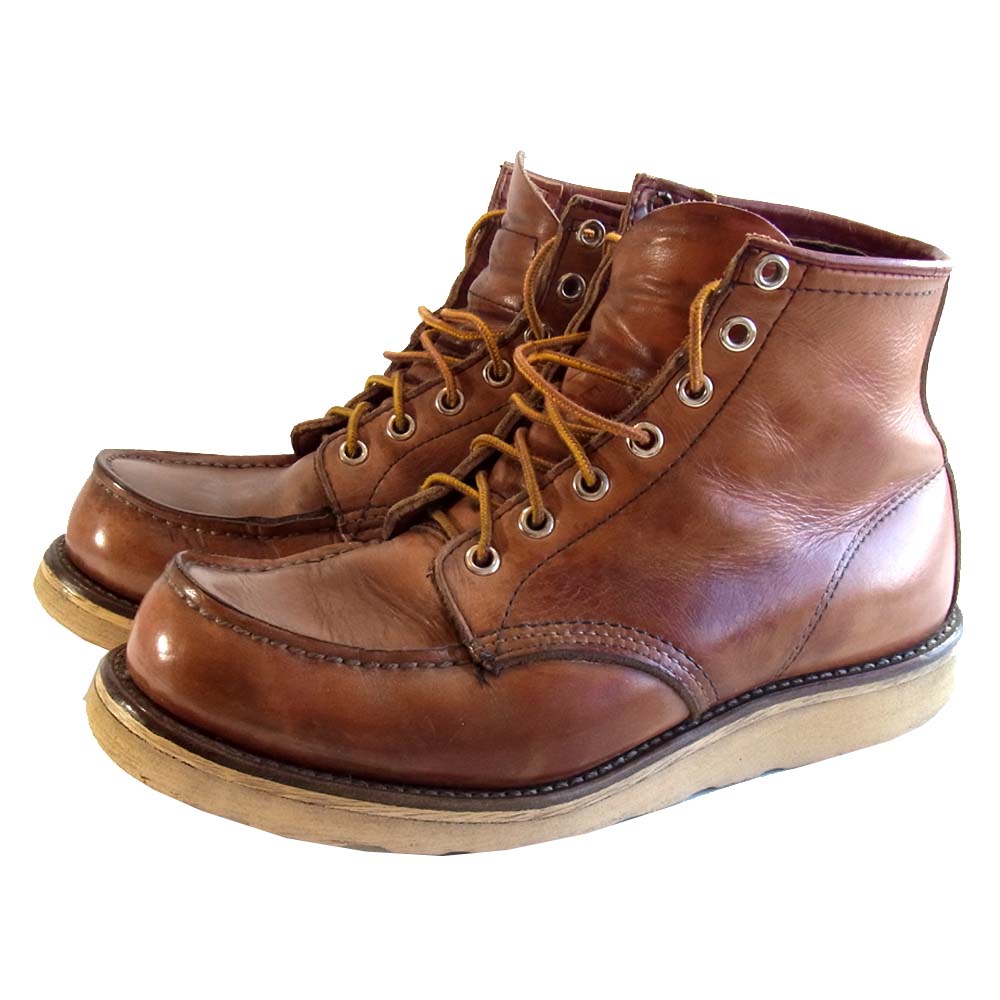RED WING レッドウィング 875 白四角犬タグ モックトゥ ブーツ ブラウン系 7E【中古】