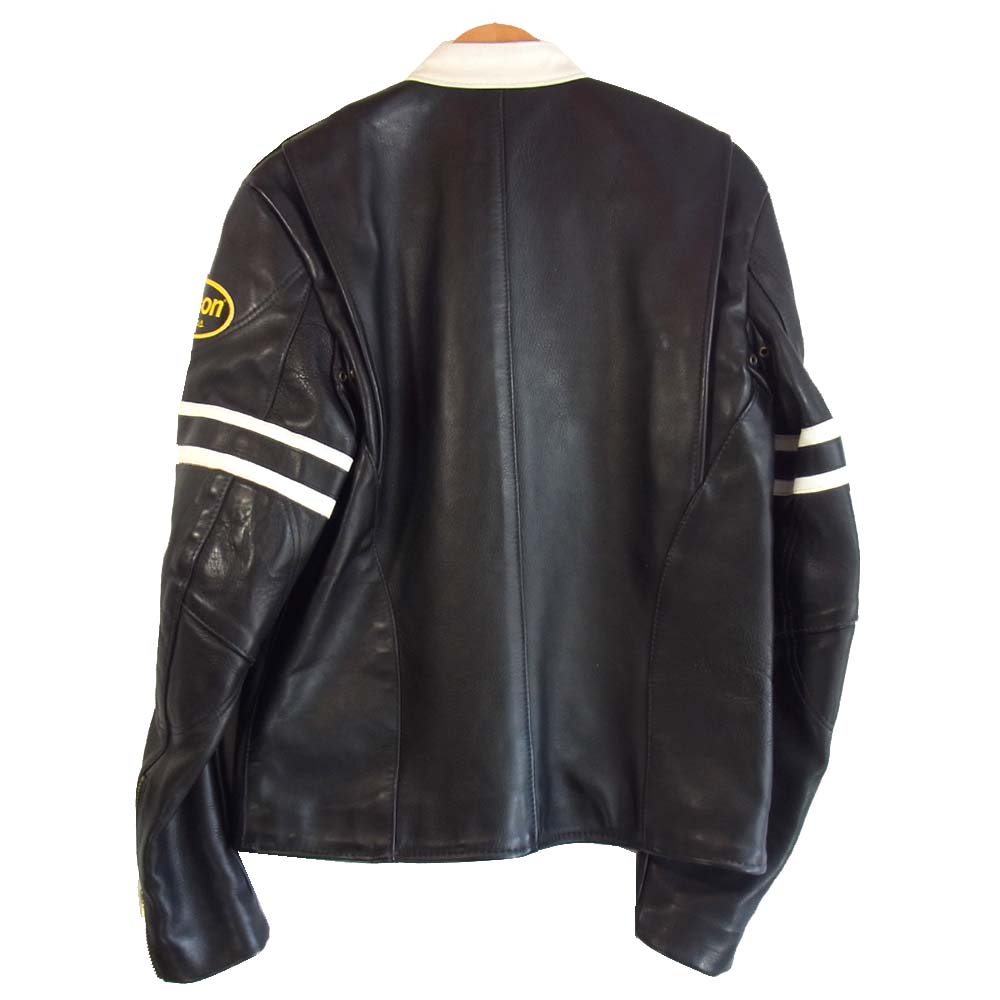 VANSON バンソン RJ ワッペン シングル ライダースジャケット ブラック系 38【中古】