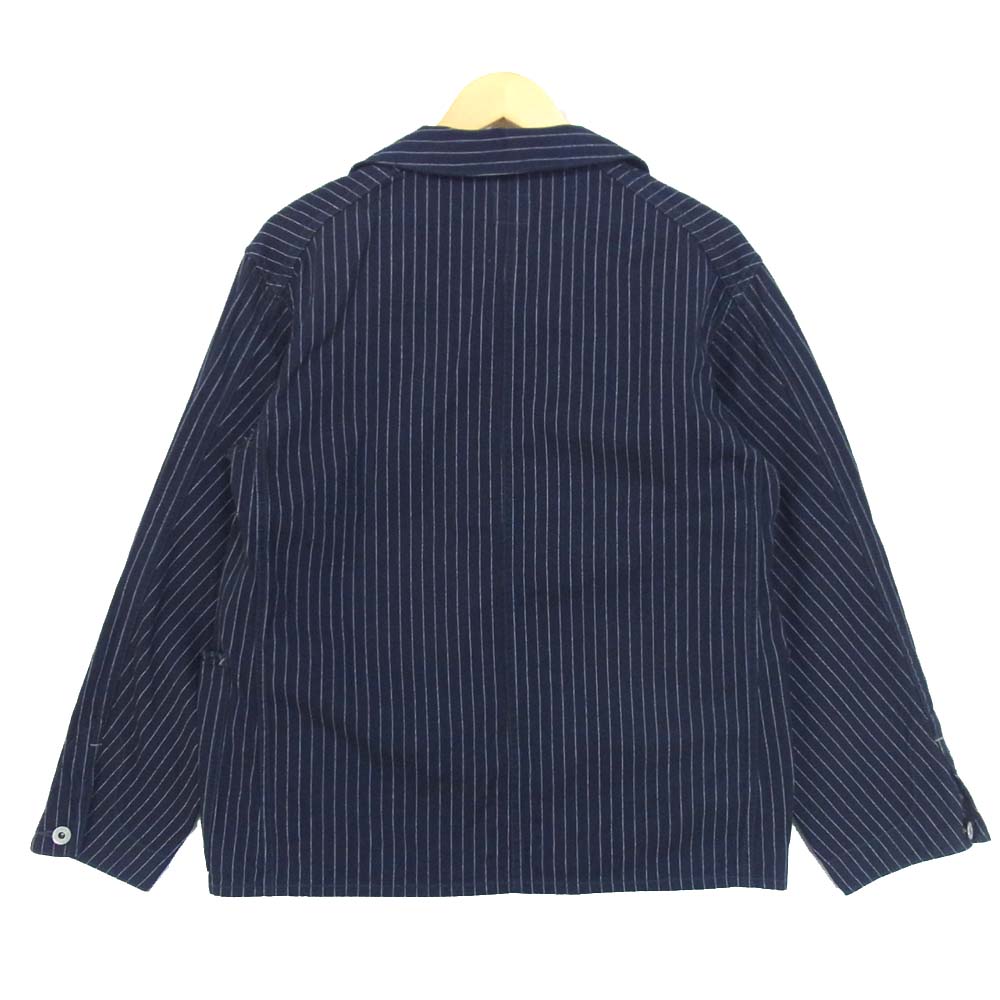 POST OVERALLS ポストオーバーオールズ 1106R IS 3 pocket Jacket R Gangster stripe indigo ストライプ カバーオール ダークネイビー系 S【新古品】【未使用】【中古】