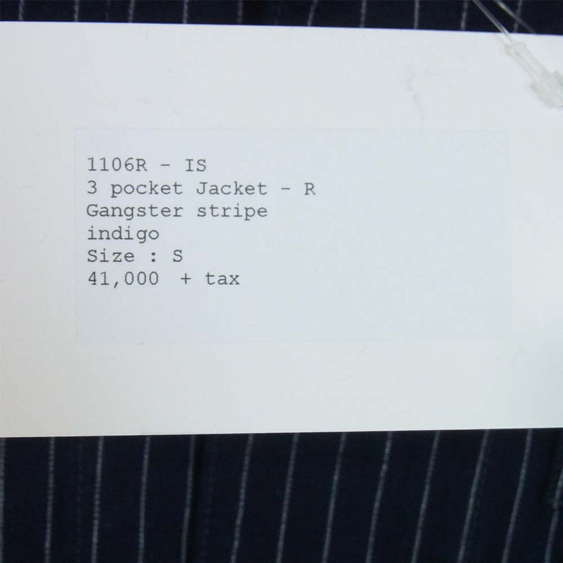 POST OVERALLS ポストオーバーオールズ 1106R IS 3 pocket Jacket R Gangster stripe indigo ストライプ カバーオール ダークネイビー系 S【新古品】【未使用】【中古】