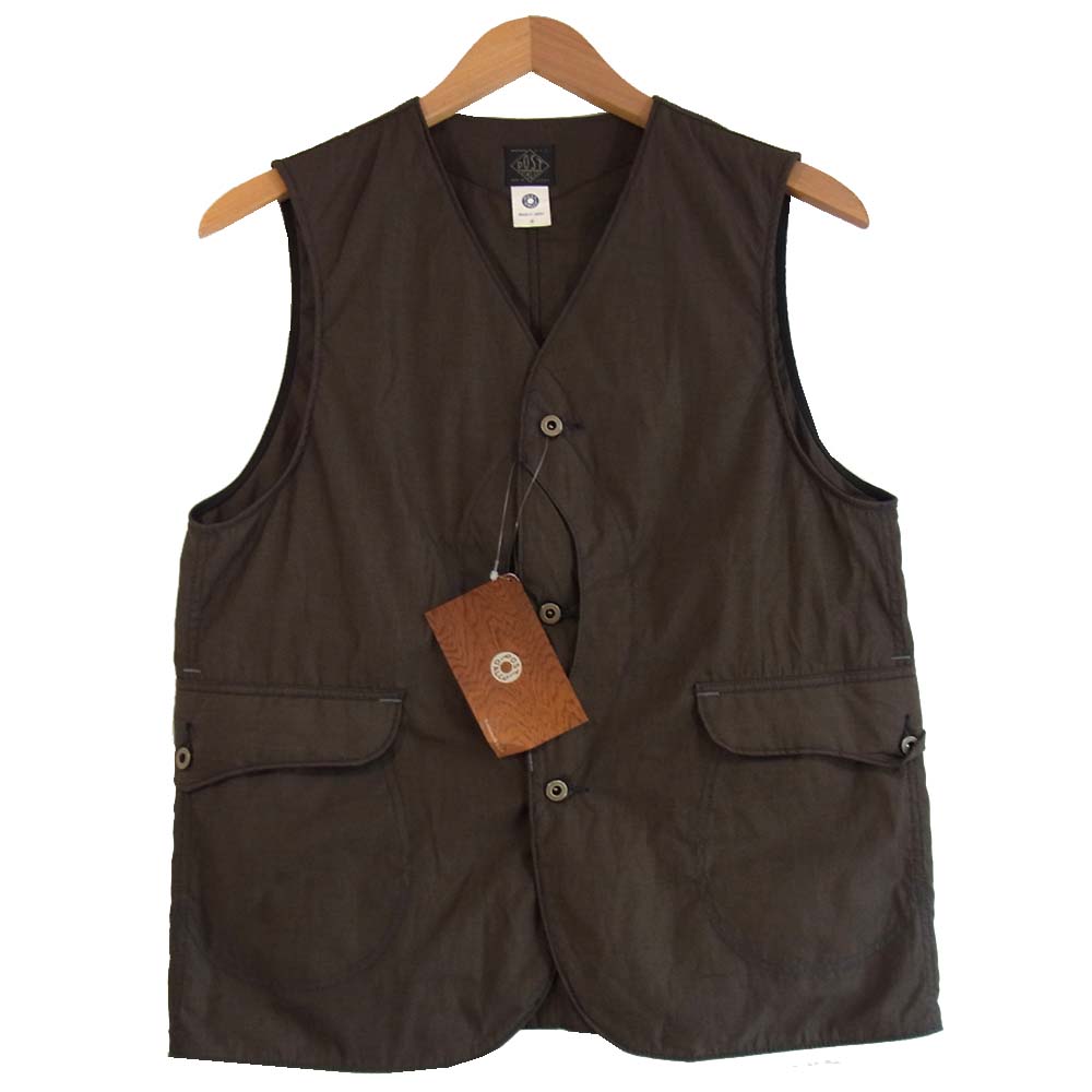 POST OVERALLS ポストオーバーオールズ 1512 CE Royal Traveler Vest cotton EOE with  Thinsulate ロイヤルトラベラー 中綿シンサレート ベスト ブラウン系 S【新古品】【未使用】【中古】