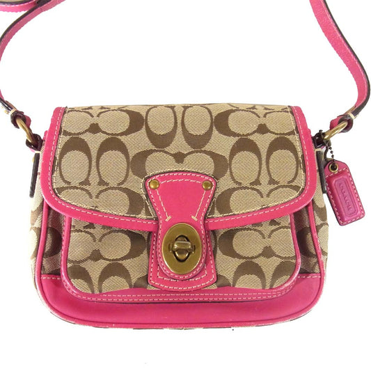 COACH コーチ 10566 クリケット ショルダーバッグ ベージュ×ピンク系【中古】