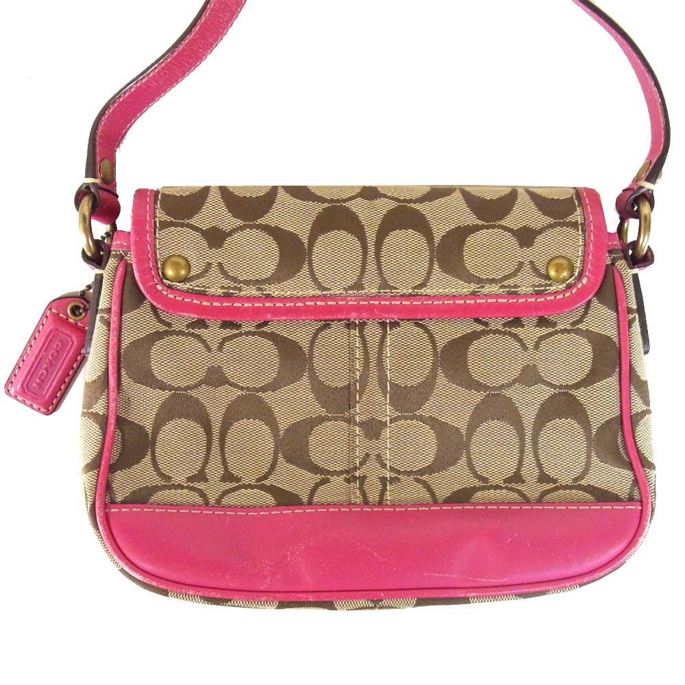 COACH コーチ 10566 クリケット ショルダーバッグ ベージュ×ピンク系【中古】