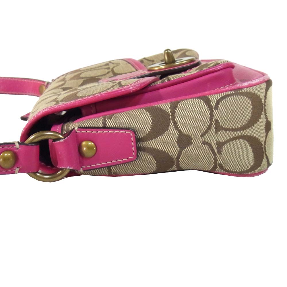 COACH コーチ 10566 クリケット ショルダーバッグ ベージュ×ピンク系【中古】
