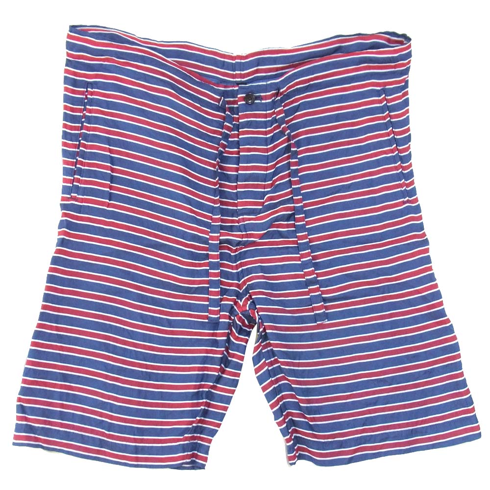 COMME des GARCONS HOMME PLUS コムデギャルソンオムプリュス 19SS PC-P076 AD18 アセテート レーヨン ボーダー ショート パンツ ネイビー×エンジ系 XS【中古】