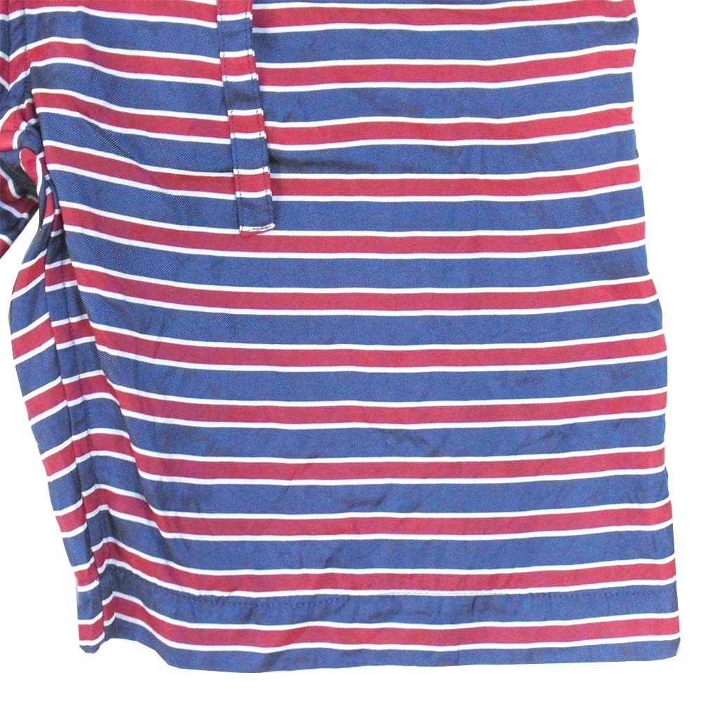 COMME des GARCONS HOMME PLUS コムデギャルソンオムプリュス 19SS PC-P076 AD18 アセテート レーヨン ボーダー ショート パンツ ネイビー×エンジ系 XS【中古】