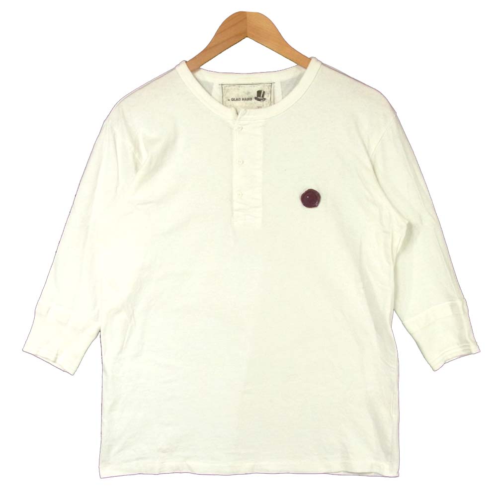 BY GLADHAND バイグラッドハンド ヘンリーネック バックプリント カットソー コットン オフホワイト系 M【中古】