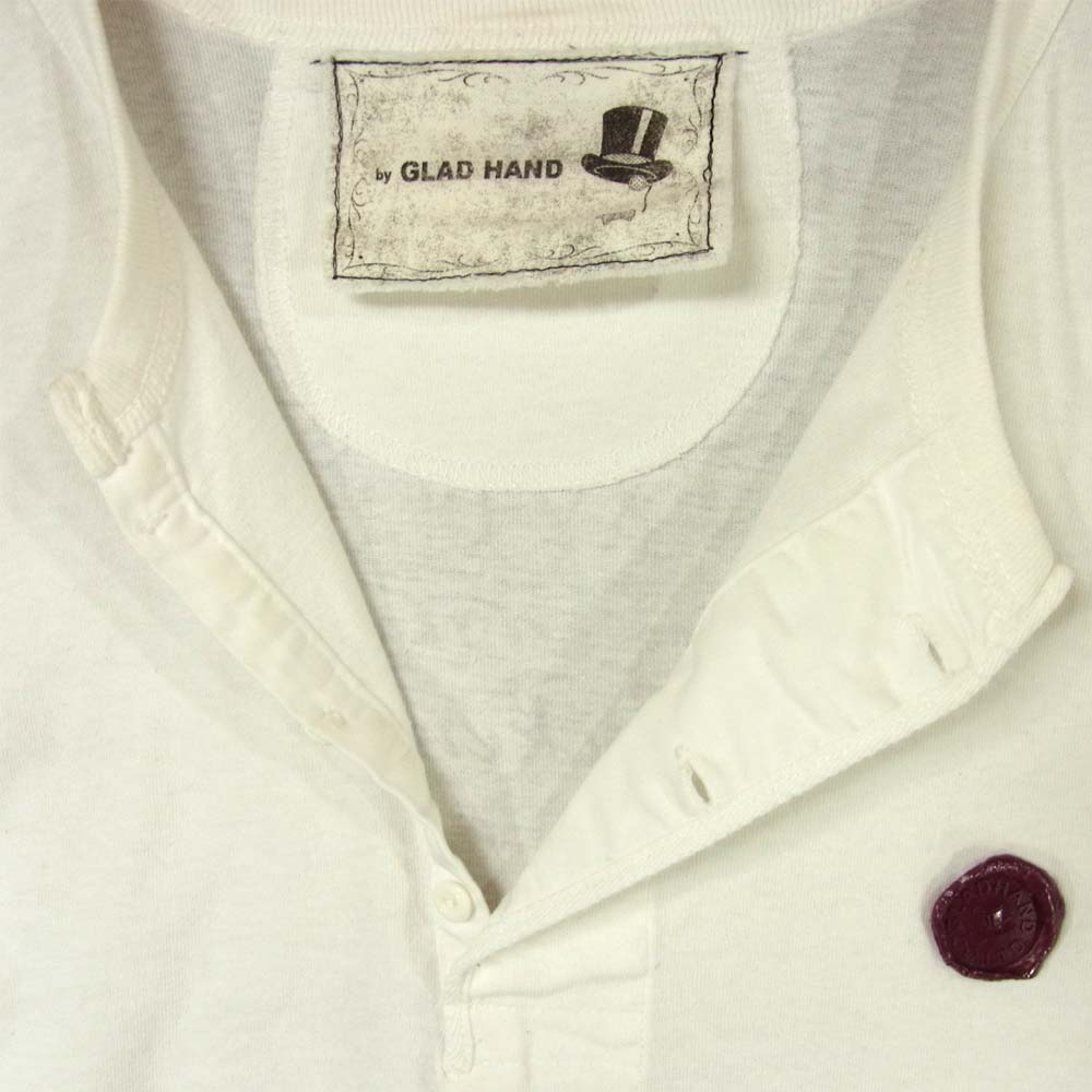 BY GLADHAND バイグラッドハンド ヘンリーネック バックプリント カットソー コットン オフホワイト系 M【中古】