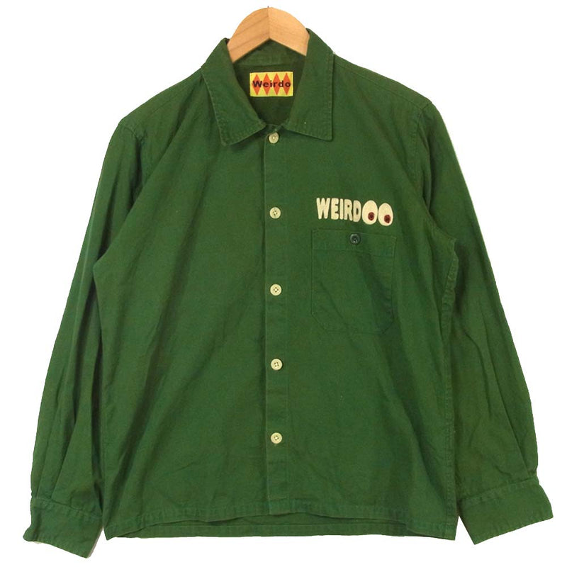WEIRDO ウィアード WRD-11-FW-12 刺繍 長袖シャツ コットン 日本製 グリーン系 M【中古】