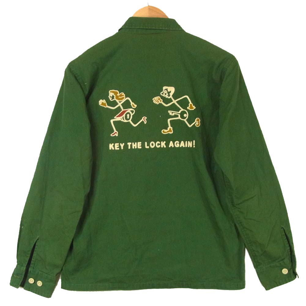 WEIRDO ウィアード WRD-11-FW-12 刺繍 長袖シャツ コットン 日本製 グリーン系 M【中古】