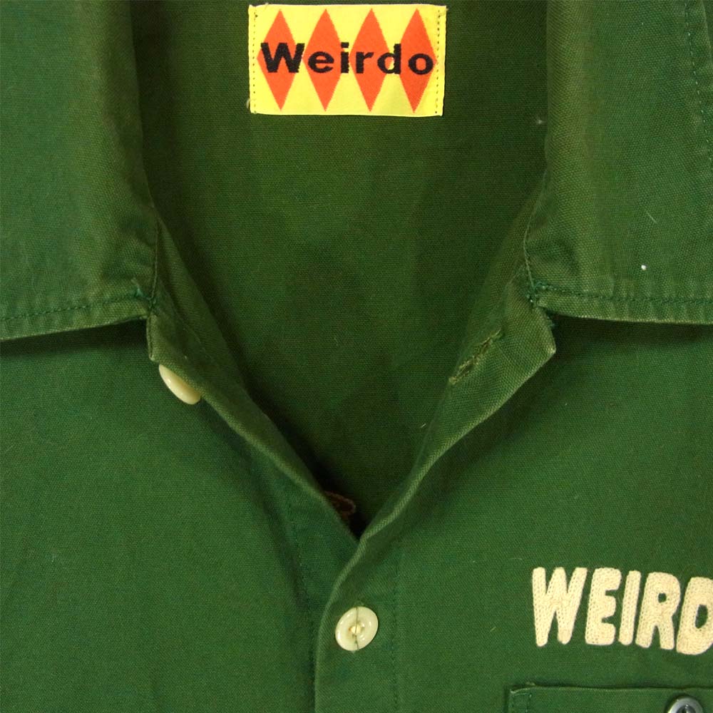 WEIRDO ウィアード WRD-11-FW-12 刺繍 長袖シャツ コットン 日本製 グリーン系 M【中古】