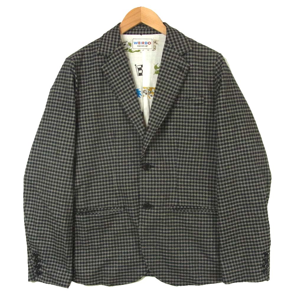 WEIRDO ウィアード WRD-17-AW-08/WRD-17-AW-09 BICYCLE PLATES JACKET VEST ベスト スーツ ジャケット ギンガムチェック 2ピース グレー系 M【美品】【中古】