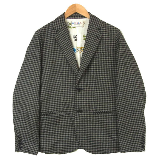 WEIRDO ウィアード WRD-17-AW-08/WRD-17-AW-09 BICYCLE PLATES JACKET VEST ベスト スーツ ジャケット ギンガムチェック 2ピース グレー系 M【美品】【中古】