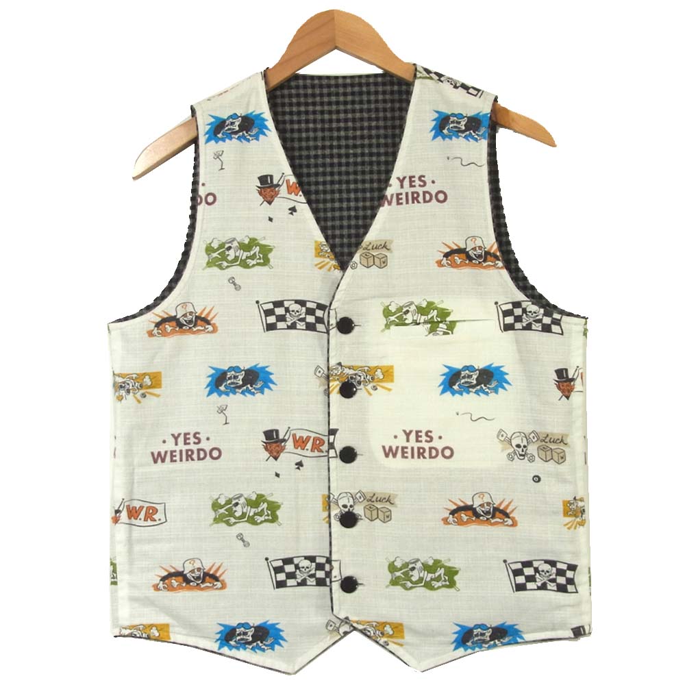 WEIRDO ウィアード WRD-17-AW-08/WRD-17-AW-09 BICYCLE PLATES JACKET VEST ベスト スーツ ジャケット ギンガムチェック 2ピース グレー系 M【美品】【中古】