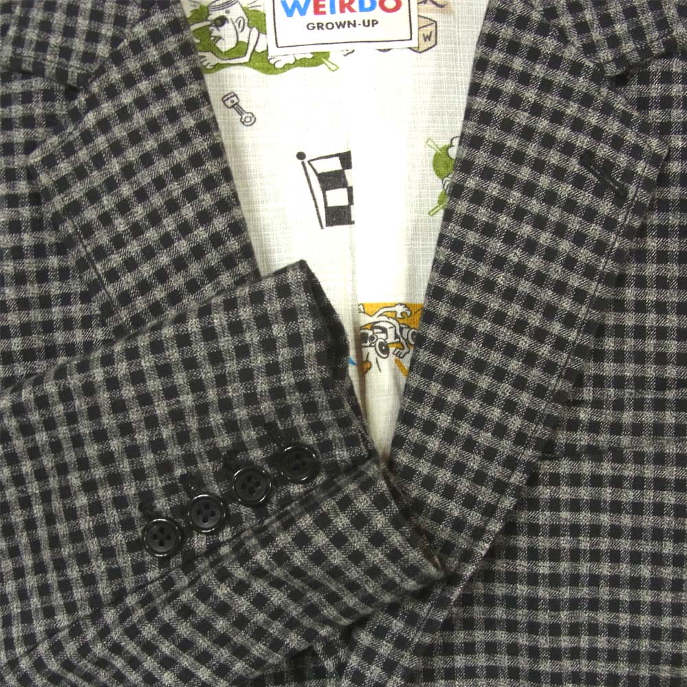 WEIRDO ウィアード WRD-17-AW-08/WRD-17-AW-09 BICYCLE PLATES JACKET VEST ベスト スーツ ジャケット ギンガムチェック 2ピース グレー系 M【美品】【中古】
