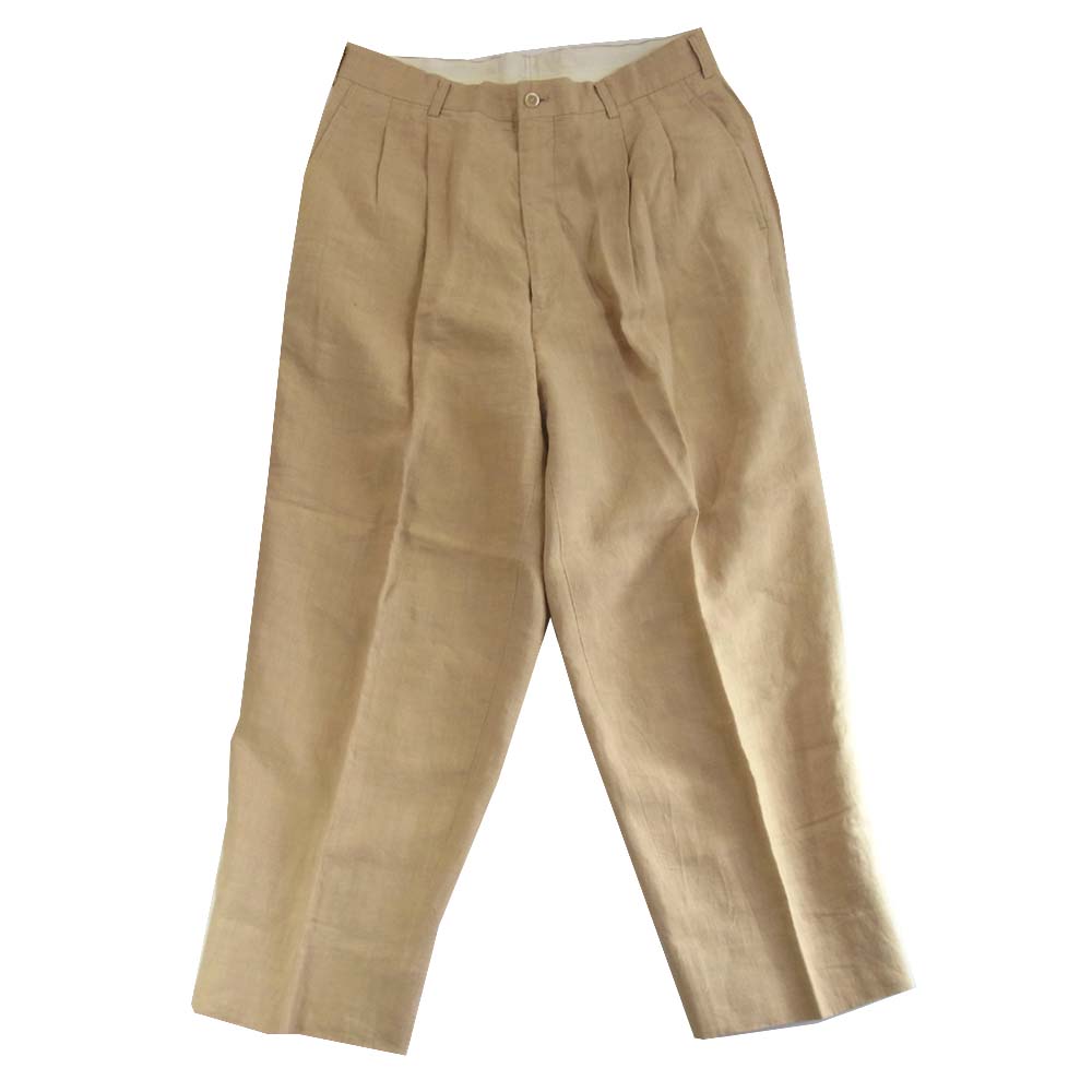 COMME des GARCONS HOMME コムデギャルソンオム 2タック リネン ワイド テーパード パンツ　ベージュ ベージュ系 L【中古】