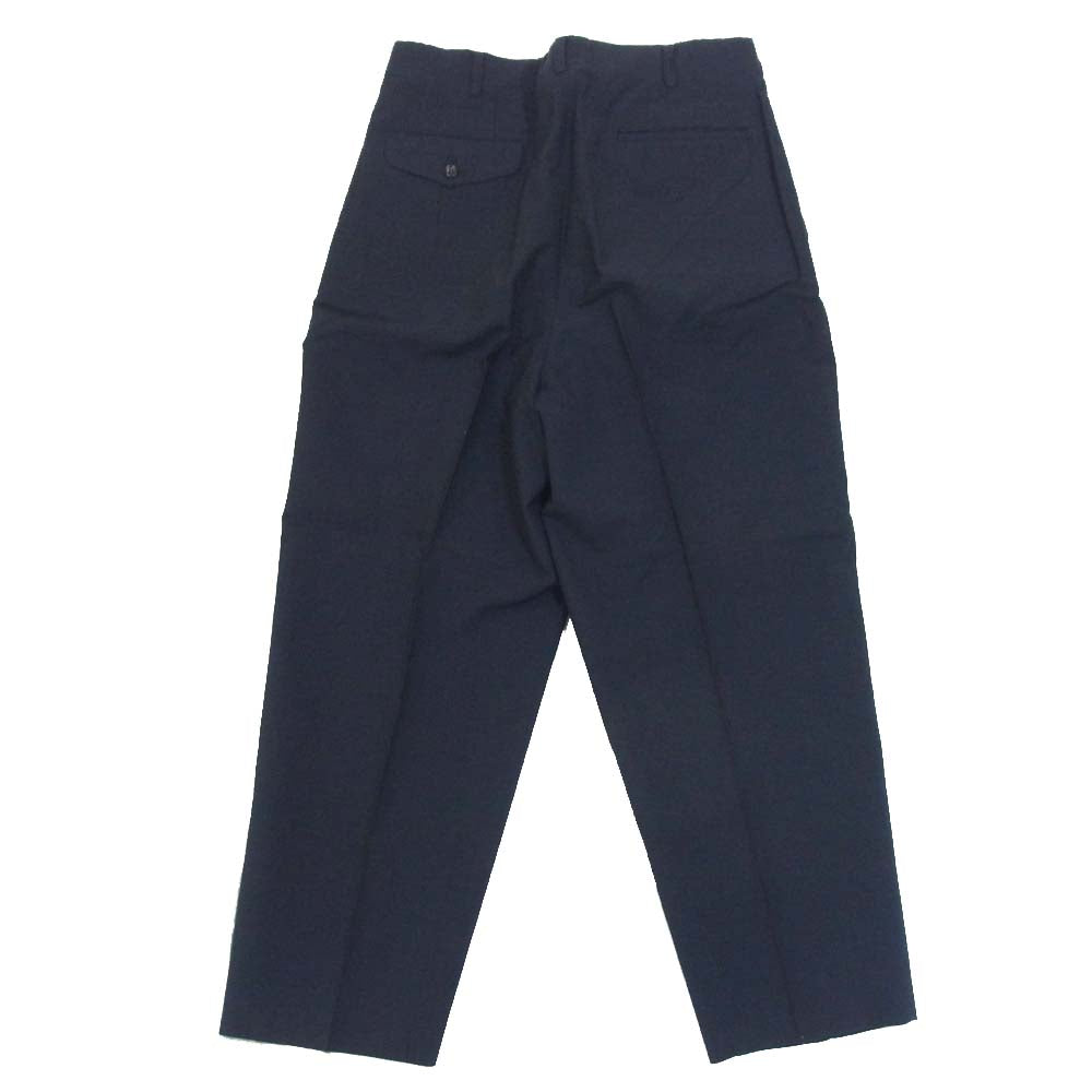 COMME des GARCONS HOMME コムデギャルソンオム 2タック 裾ダブル ウール ワイド テーパード パンツ ネイビー系 L【中古】