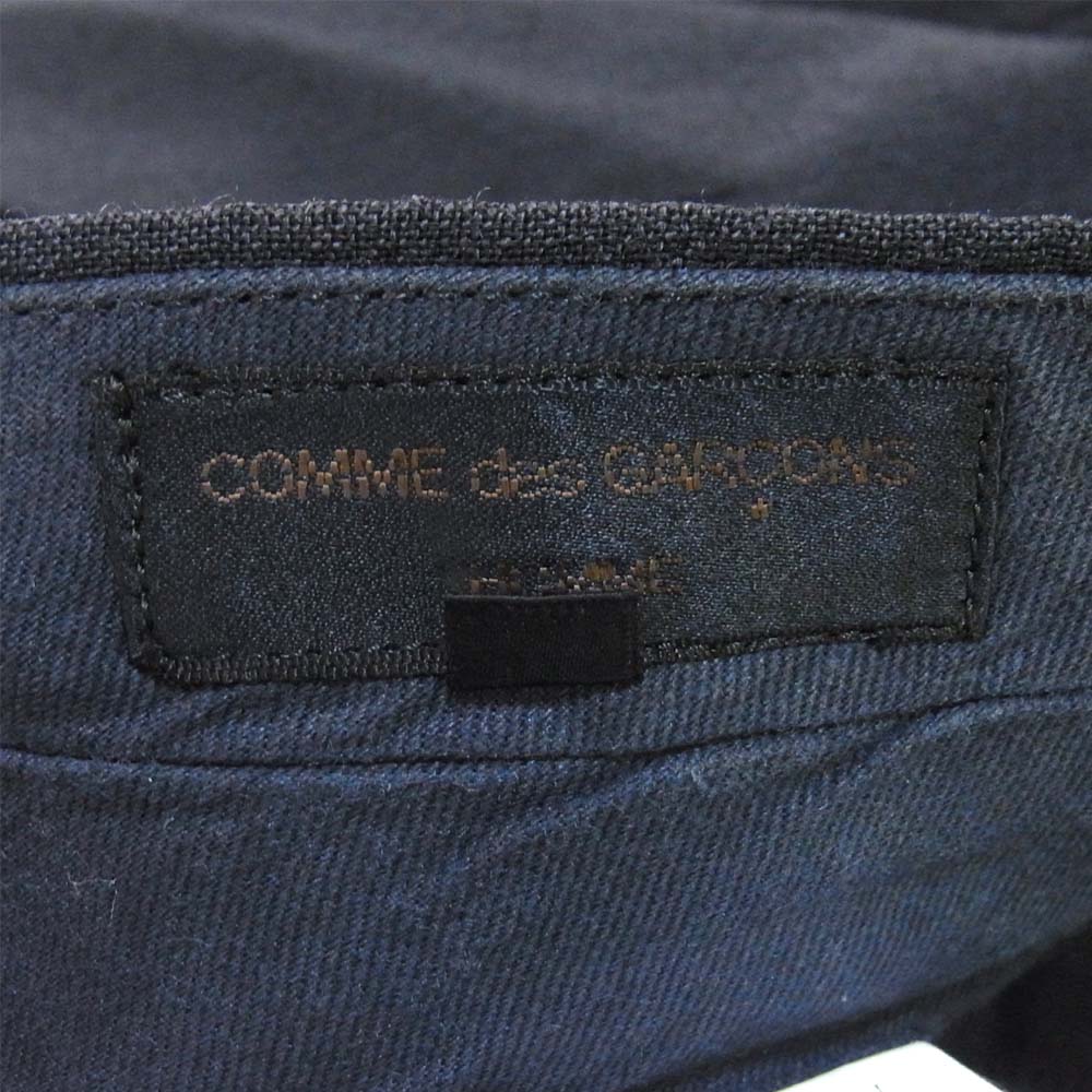 COMME des GARCONS HOMME コムデギャルソンオム 2タック 裾ダブル ウール ワイド テーパード パンツ ネイビー系 L【中古】