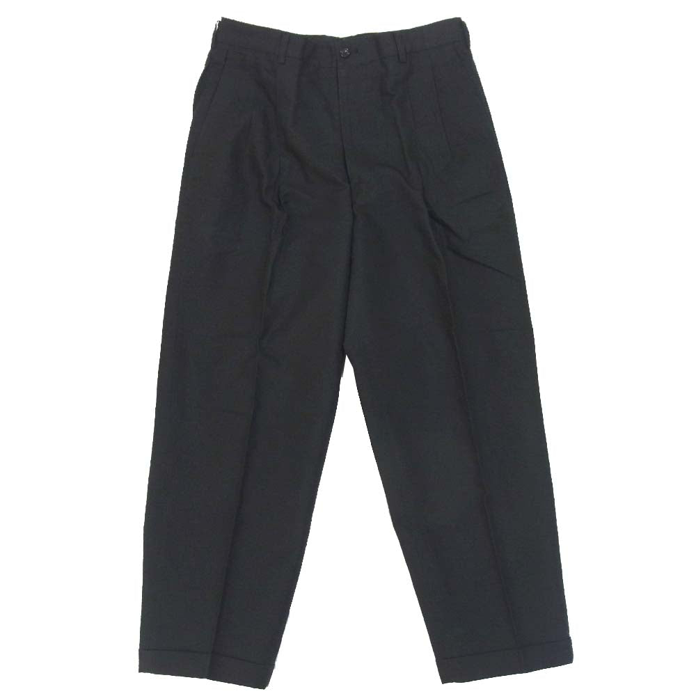 COMME des GARCONS HOMME コムデギャルソンオム HP-140044L 2タック 裾ダブル コットンリネン ワイド テーパード パンツ ブラック系 L【中古】
