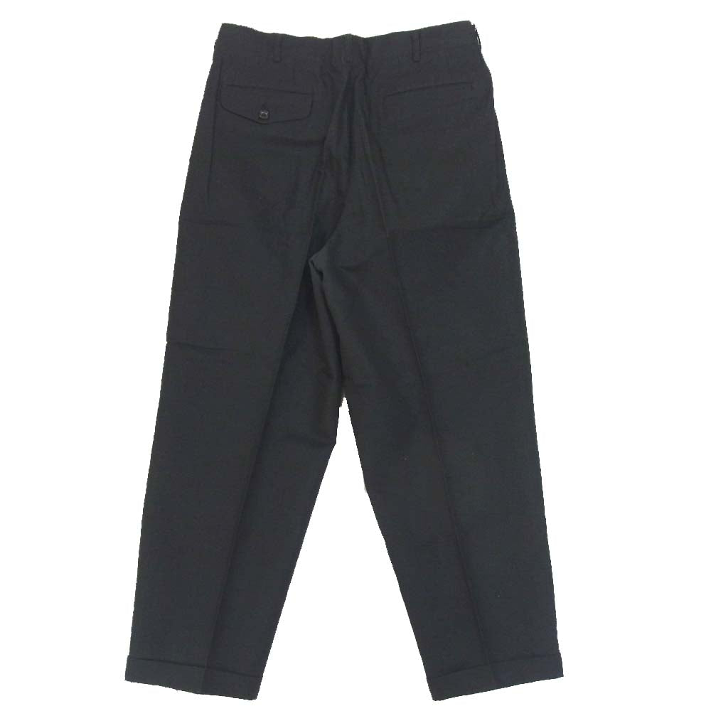 COMME des GARCONS HOMME コムデギャルソンオム HP-140044L 2タック 裾ダブル コットンリネン ワイド テーパード パンツ ブラック系 L【中古】