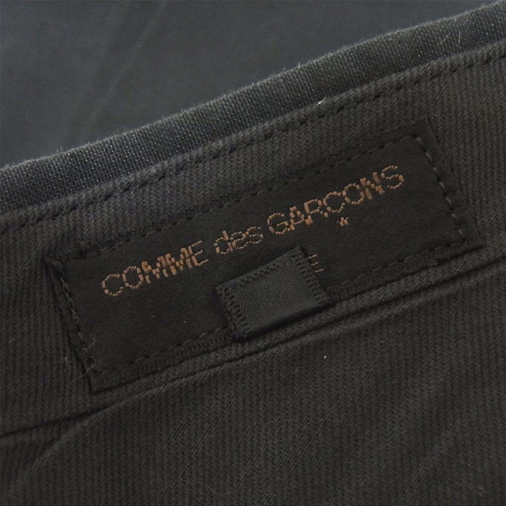 COMME des GARCONS HOMME コムデギャルソンオム HP-140044L 2タック 裾ダブル コットンリネン ワイド テーパード パンツ ブラック系 L【中古】