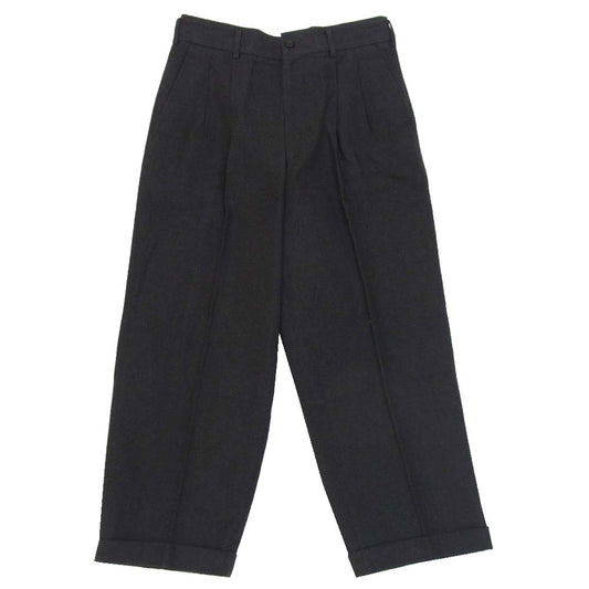 COMME des GARCONS HOMME コムデギャルソンオム HP-07019M 2タック 裾ダブル コットン ワイド テーパード パンツ ブラック系 M【中古】