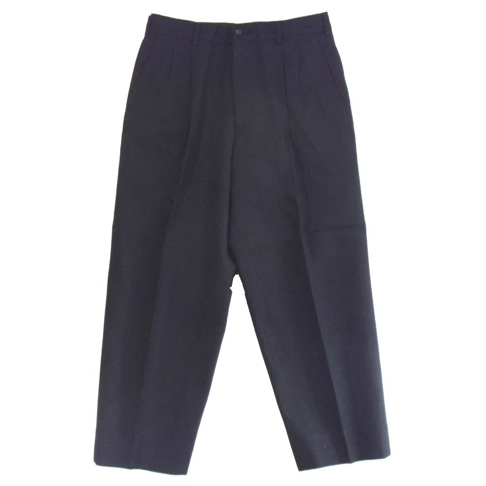 COMME des GARCONS HOMME コムデギャルソンオム HP-04003L 2タック ウール ワイド テーパード パンツ　黒 ブラック系 L【中古】