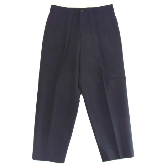 COMME des GARCONS HOMME コムデギャルソンオム HP-04003L 2タック ウール ワイド テーパード パンツ　黒 ブラック系 L【中古】