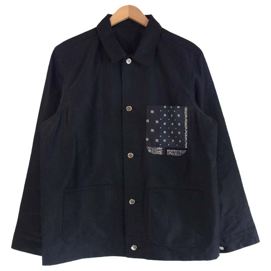 SOPHNET. ソフネット 190076 COVER ALL ペイズリー ポケット カバーオール ブラック系 L【美品】【中古】