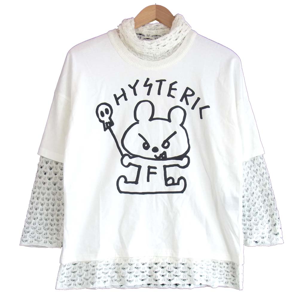 HYSTERIC GLAMOUR ヒステリックグラマー 01203NS01 HYS RABBIT プルオーバー レイヤード ニット トップス ホワイト系 F【新古品】【未使用】【中古】