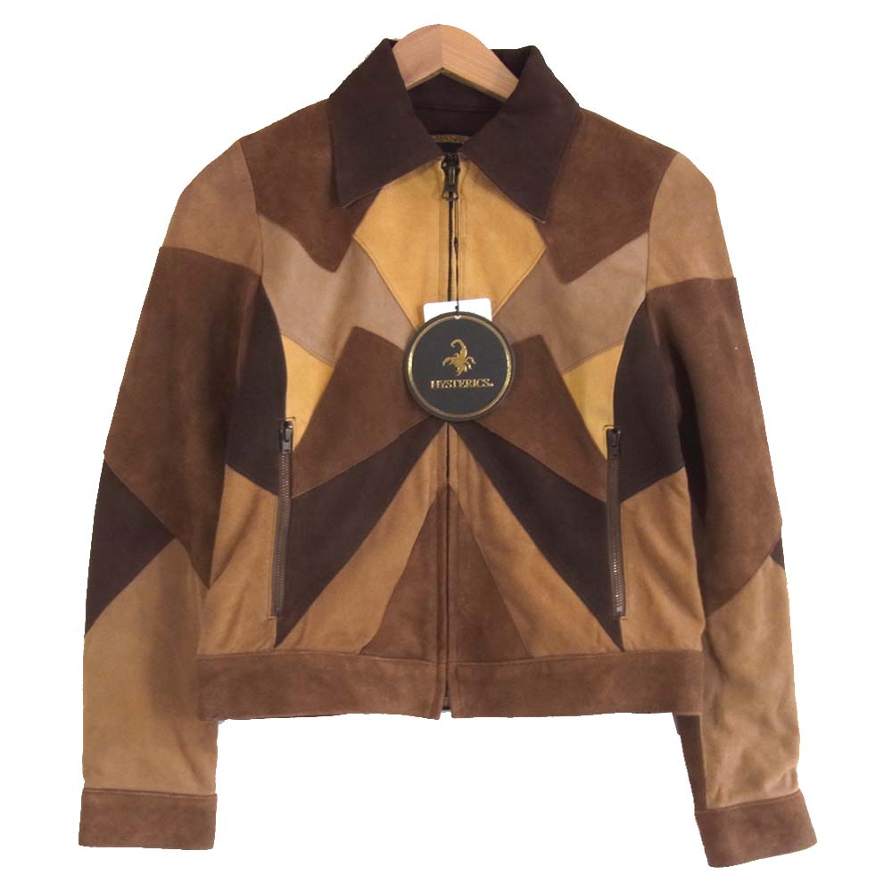 HYSTERIC GLAMOUR ヒステリックグラマー 05203LB01 HYSTERICS ラム スエード パッチワーク ブルゾン ベージュ×ブラウン S【新古品】【未使用】【中古】